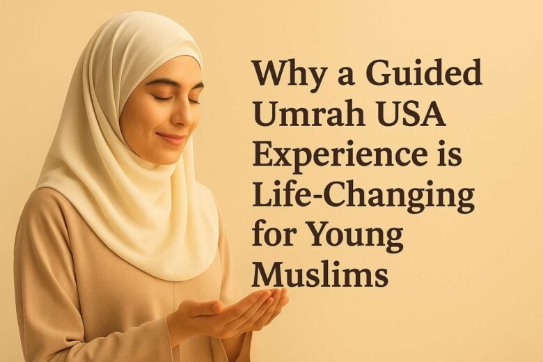 Peaceful Muslim woman in hijab praying, reflecting the life-changing impact of a guided Umrah USA experience.